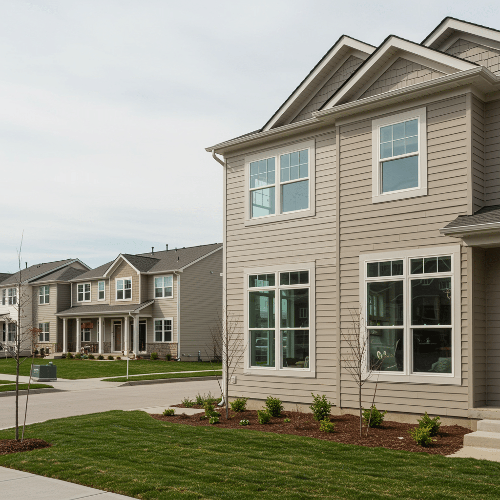 Panoramic view of elegant homes in McCordsville, IN, highlighting beautiful custom cabinets and closets by Innovative Cabinets & Closets, serving Westfield and surrounding areas
