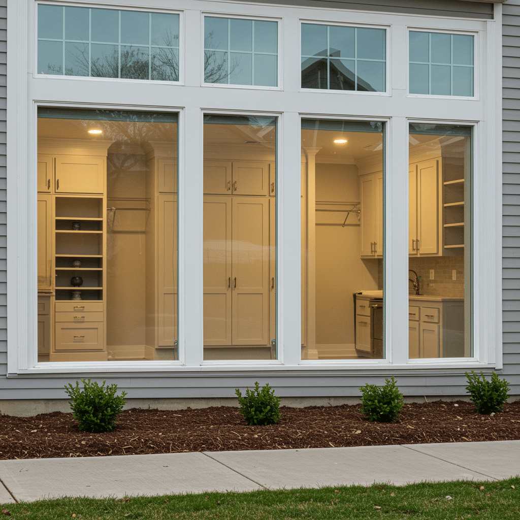 Whitestown IN upscale neighborhood with elegant homes featuring custom closets and built-in cabinetry by Innovative Cabinets & Closets